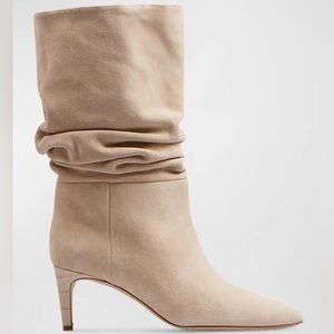 Paris Texas Calf Suede Slouchy Boot in Angora